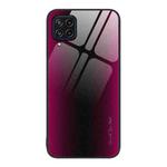 For Samsung Galaxy M32 Texture Gradient Glass TPU Phone Case(Rose Red)