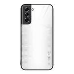 For Samsung Galaxy S21 5G Texture Gradient Glass TPU Phone Case(White)