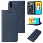 For Samsung Galaxy M21 2021 Magnetic Closure Leather Phone Case(Blue)