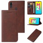 For Samsung Galaxy M21 2021 Magnetic Closure Leather Phone Case(Brown)