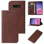 For Samsung Galaxy S10e Magnetic Closure Leather Phone Case(Brown)