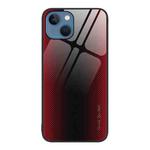 For iPhone 13 Texture Gradient Glass TPU Phone Case(Red)