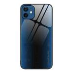 For iPhone 12 / 12 Pro Texture Gradient Glass TPU Phone Case(Blue)