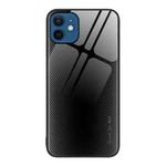 For iPhone 12 / 12 Pro Texture Gradient Glass TPU Phone Case(Black)