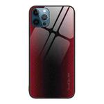 For iPhone 12 Pro Max Texture Gradient Glass TPU Phone Case(Red)