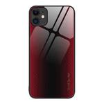 For iPhone 11 Texture Gradient Glass TPU Phone Case (Red)