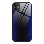 For iPhone 11 Texture Gradient Glass TPU Phone Case (Dark Blue)