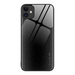 For iPhone 11 Texture Gradient Glass TPU Phone Case (Black)