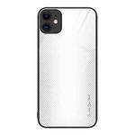 For iPhone 11 Texture Gradient Glass TPU Phone Case (White)
