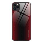 For iPhone 11 Pro Max Texture Gradient Glass TPU Phone Case (Red)
