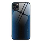 For iPhone 11 Pro Max Texture Gradient Glass TPU Phone Case (Blue)