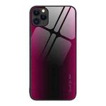 For iPhone 11 Pro Max Texture Gradient Glass TPU Phone Case (Rose Red)