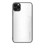 For iPhone 11 Pro Max Texture Gradient Glass TPU Phone Case (White)