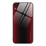 For iPhone XR Texture Gradient Glass TPU Phone Case(Red)