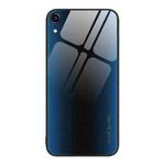 For iPhone XR Texture Gradient Glass TPU Phone Case(Blue)