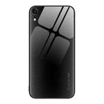 For iPhone XR Texture Gradient Glass TPU Phone Case(Black)
