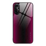 For Huawei nova 8 Pro Texture Gradient Glass TPU Phone Case(Rose Red)