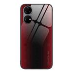 For Huawei P50 Pro Texture Gradient Glass TPU Phone Case(Red)