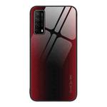 For Huawei Enjoy 20 SE Texture Gradient Glass TPU Phone Case(Red)