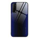 For Huawei Enjoy 20 SE Texture Gradient Glass TPU Phone Case(Dark Blue)