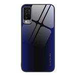 For Huawei Maimang 10 Texture Gradient Glass TPU Phone Case(Dark Blue)