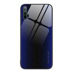 For Honor 20 Pro Texture Gradient Glass TPU Phone Case(Dark Blue)