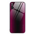 For Honor 20 Pro Texture Gradient Glass TPU Phone Case(Rose Red)