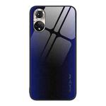 For Honor 50 Texture Gradient Glass TPU Phone Case(Dark Blue)