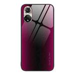 For Honor 50 Texture Gradient Glass TPU Phone Case(Rose Red)