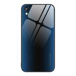 For Honor Play 3e Texture Gradient Glass TPU Phone Case(Blue)