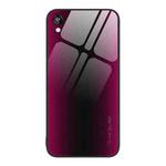 For Honor Play 3e Texture Gradient Glass TPU Phone Case(Rose Red)