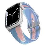 Frosted Translucent Silicone Watch Band For Apple Watch Ultra 49mm / Series 8&7 45mm / SE 2&6&SE&5&4 44mm / 3&2&1 42mm(Blue Pink)