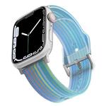 Frosted Translucent Silicone Watch Band For Apple Watch Series 8&7 41mm / SE 2&6&SE&5&4 40mm / 3&2&1 38mm(Blue Rainbow)