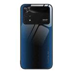 For Xiaomi Poco M4 Pro Texture Gradient Glass TPU Phone Case(Blue)