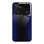 For Xiaomi Poco M4 Pro Texture Gradient Glass TPU Phone Case(Dark Blue)