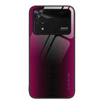 For Xiaomi Poco M4 Pro Texture Gradient Glass TPU Phone Case(Rose Red)