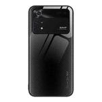 For Xiaomi Poco M4 Pro Texture Gradient Glass TPU Phone Case(Black)