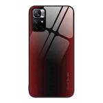 For Xiaomi Poco M4 Pro 5G Texture Gradient Glass TPU Phone Case(Red)