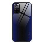 For Xiaomi Poco M4 Pro 5G Texture Gradient Glass TPU Phone Case(Dark Blue)