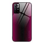 For Xiaomi Poco M4 Pro 5G Texture Gradient Glass TPU Phone Case(Rose Red)