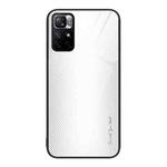 For Xiaomi Poco M4 Pro 5G Texture Gradient Glass TPU Phone Case(White)