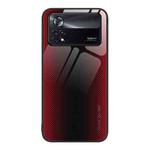 For Xiaomi Poco X4 Pro 5G Texture Gradient Glass TPU Phone Case(Red)