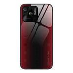 For Xiaomi Redmi 10C Texture Gradient Glass TPU Phone Case(Red)