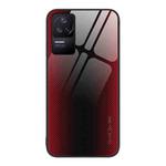 For Xiaomi Redmi K50 Texture Gradient Glass TPU Phone Case(Red)