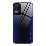 For Xiaomi Redmi K50 Texture Gradient Glass TPU Phone Case(Dark Blue)