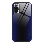 For Xiaomi Redmi Note 10 Pro Texture Gradient Glass TPU Phone Case(Dark Blue)