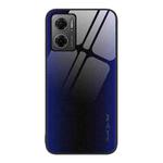 For Xiaomi Redmi Note 11E Texture Gradient Glass TPU Phone Case(Dark Blue)