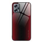 For Xiaomi Redmi Note 11T Pro Texture Gradient Glass TPU Phone Case(Red)