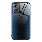 For Xiaomi Redmi Note 11T Pro Texture Gradient Glass TPU Phone Case(Blue)