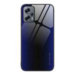 For Xiaomi Redmi Note 11T Pro Texture Gradient Glass TPU Phone Case(Dark Blue)